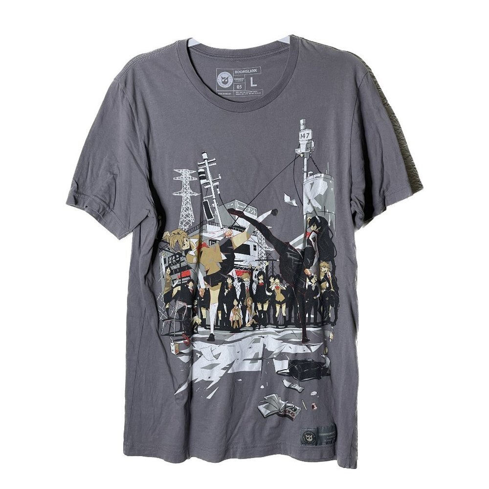 Boomslank Anime Tournament Graphic Tee Gray Cotton Men's Size L